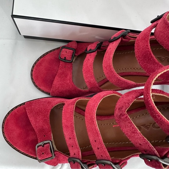 Coach Suede Buckle Booties Rivets Leather lining Padded Insole Round Heel sz 6 - Picture 10 of 10